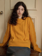 【Flash Sale】Leah Solid Cable Knit Drop Shoulder Sweater