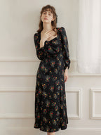 Ensley Floral Printed Black Dress