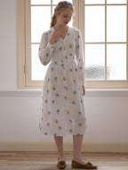 【Final Sale】Keyla Floral Embroidery V-Neck Cotton Dress
