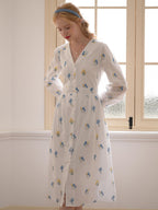 【Final Sale】Keyla Floral Embroidery V-Neck Cotton Dress
