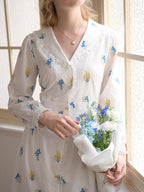 【Final Sale】Keyla Floral Embroidery V-Neck Cotton Dress