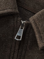 Plain Zipper Tweed Jacket