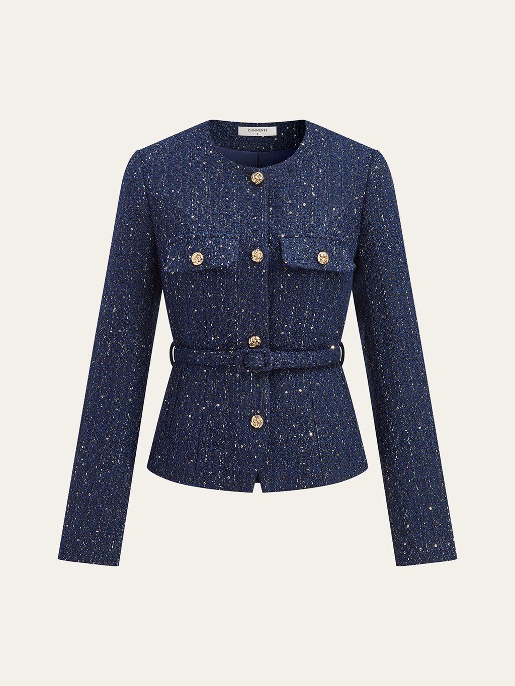 Metallic Button Tweed Jacket
