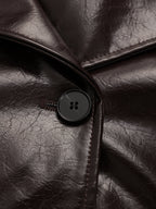 Belted Faux Leather Trench Coat