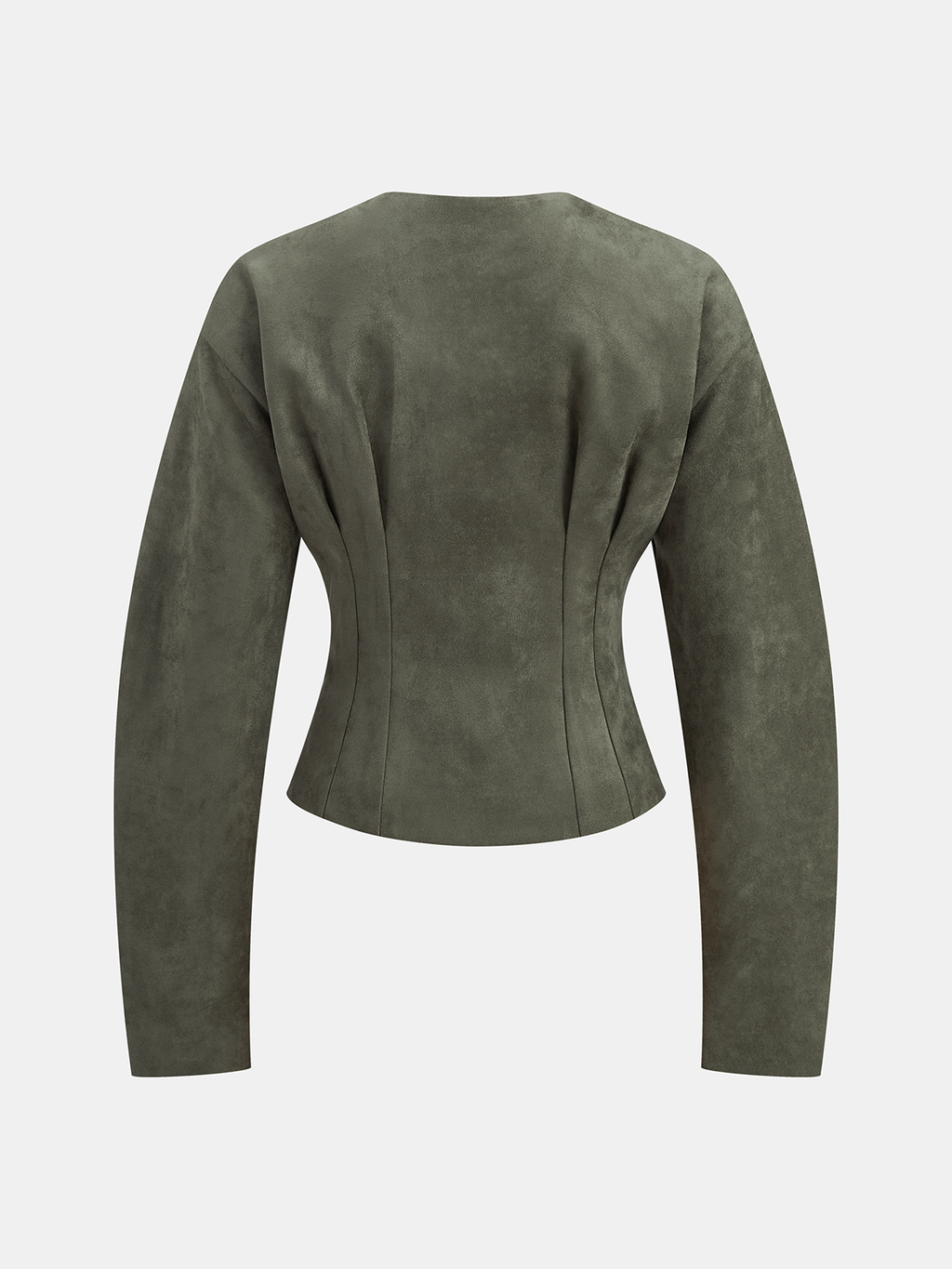 Suede Effect Cinched Waist Jacket