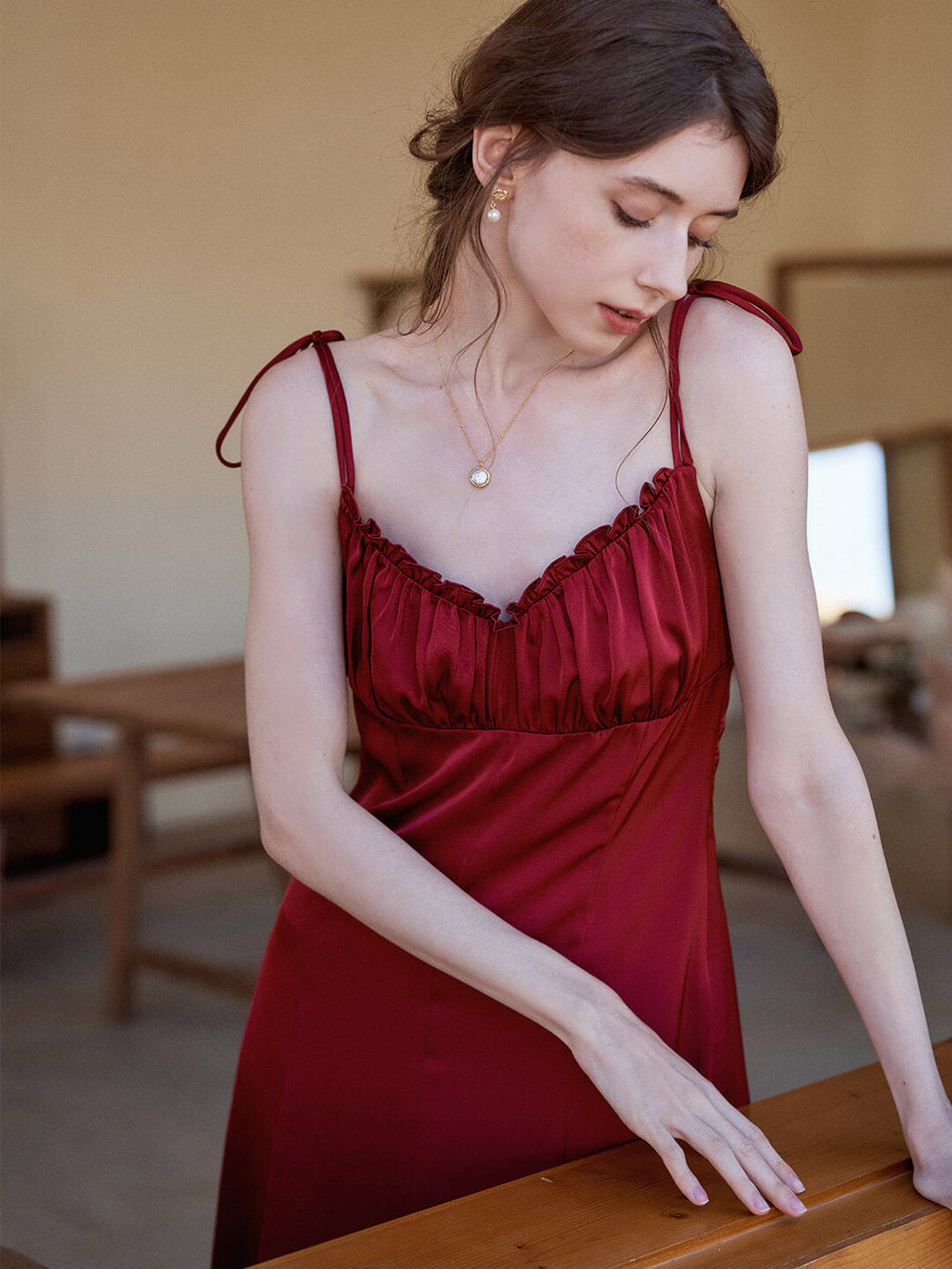 【Final Sale】Jennifer Ruffled V-neck Slip Dress