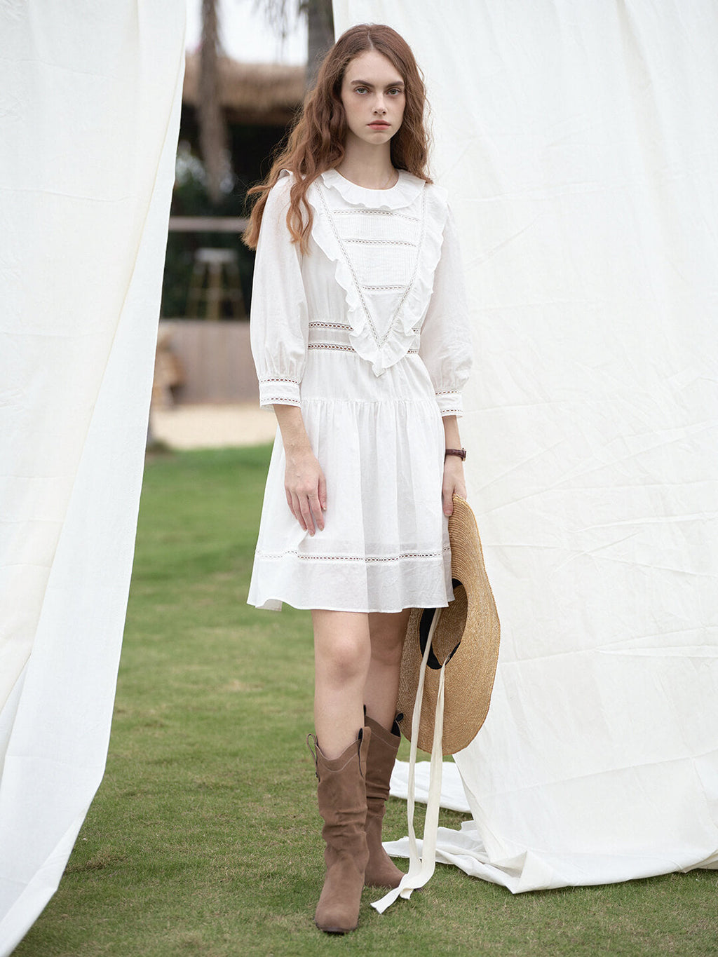 Lucille Victorian Long Sleeve White Dress