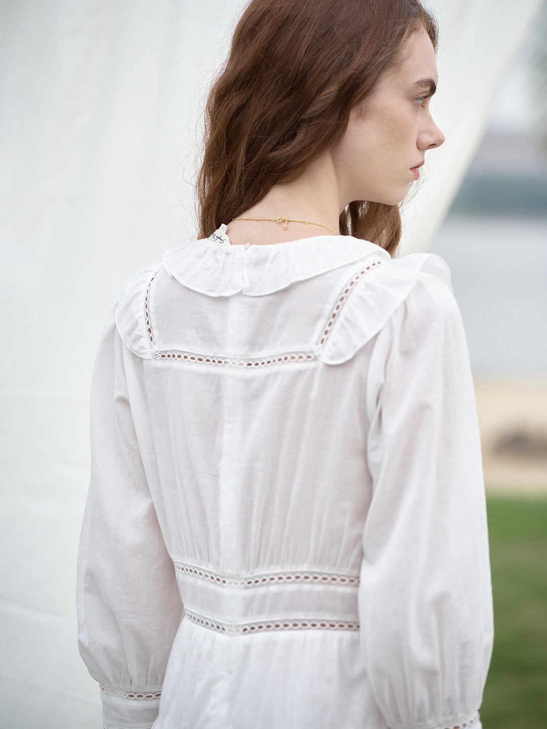 Lucille Victorian Long Sleeve White Dress