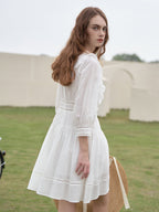 Lucille Victorian Long Sleeve White Dress
