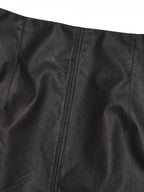 【Final Sale】Aisha Slit Mid-Length PU Leather Skirt