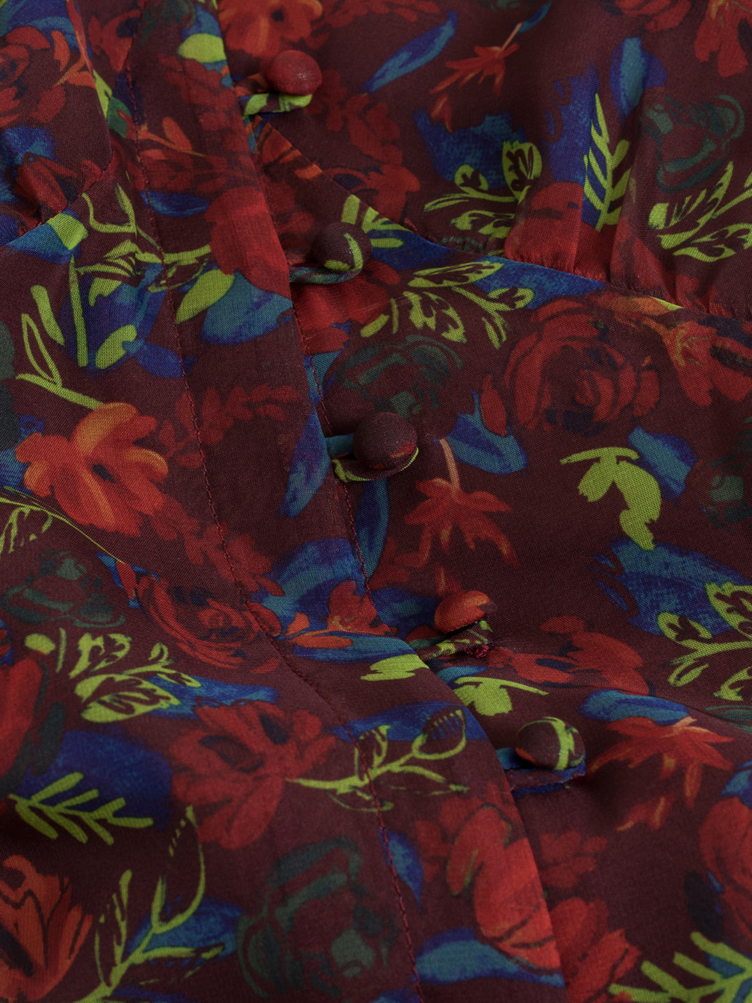 【Final Sale】Plus Size Kora Floral Printed Maxi Dress-Dark Red