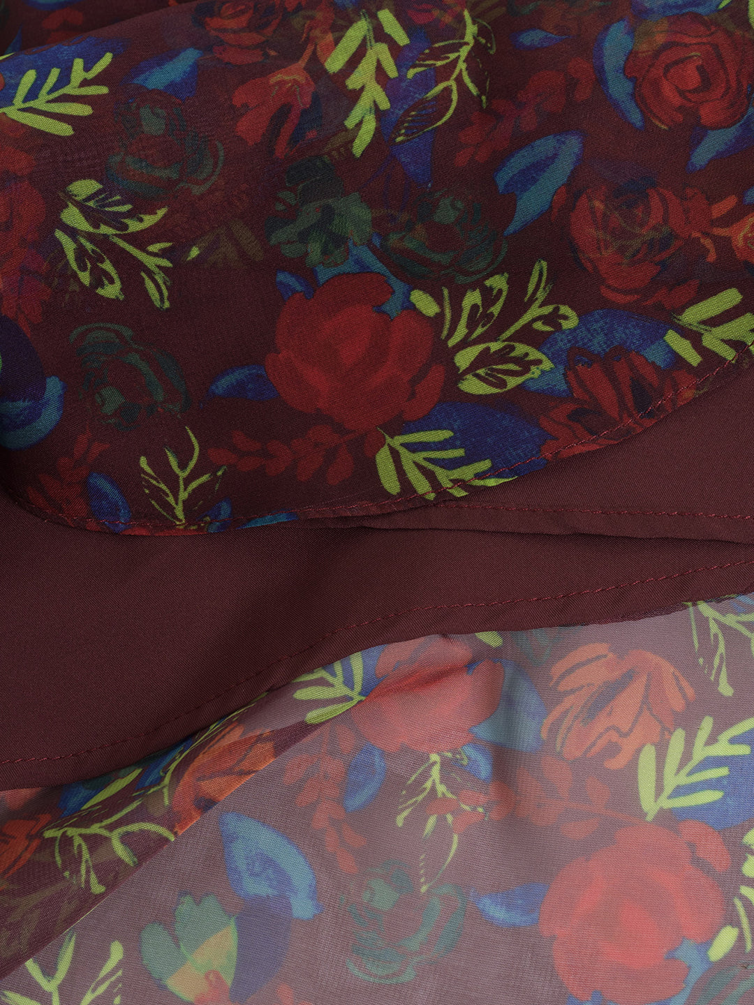 【Final Sale】Plus Size Kora Floral Printed Maxi Dress-Dark Red