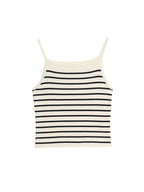 【Final Sale】Charlee Simple Square Neck Striped Sling Knitted Top