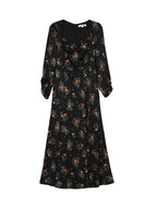 Ensley Floral Printed Black Dress