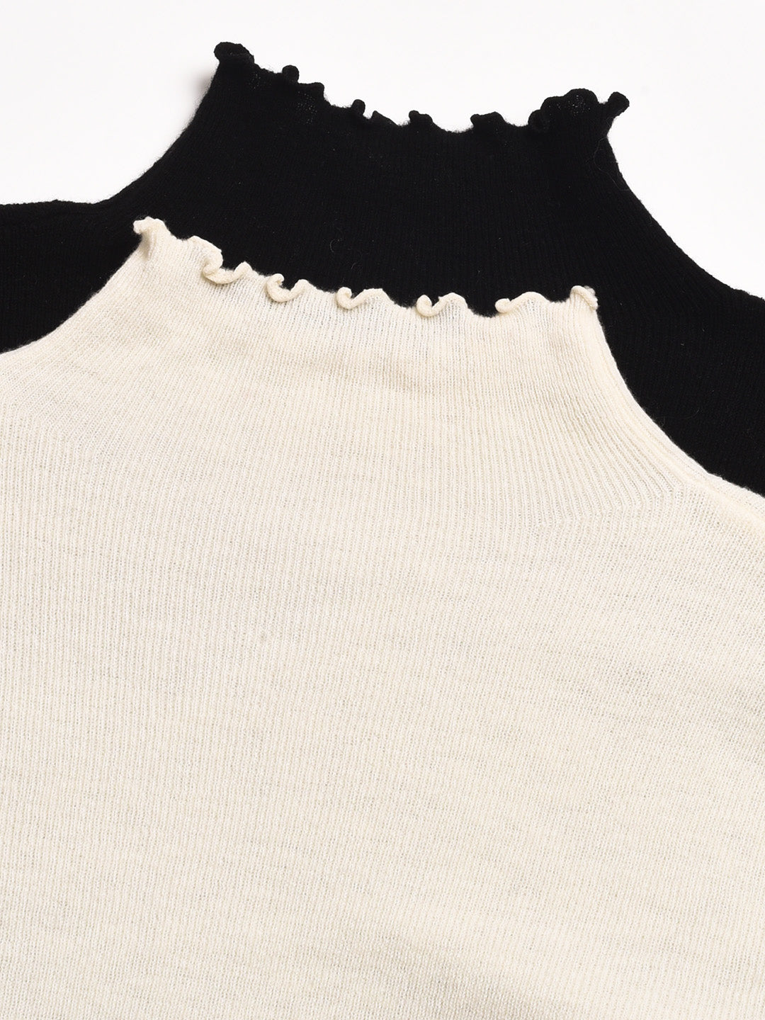 Amanda Ruffle Collar 100% Wool Sweater