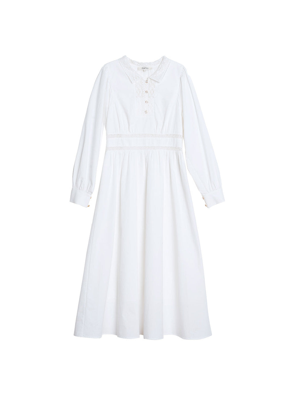 【Final Sale】Alaiya Lace Paneled Hollow Puff Sleeve Dress