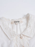 【Final Sale】Alaiya Lace Paneled Hollow Puff Sleeve Dress