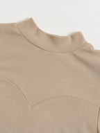 Jelena High Collar Khaki Knit Top