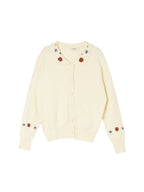 【Final Sale】Grace Floral Embroidered Apricot Knit Cardigan
